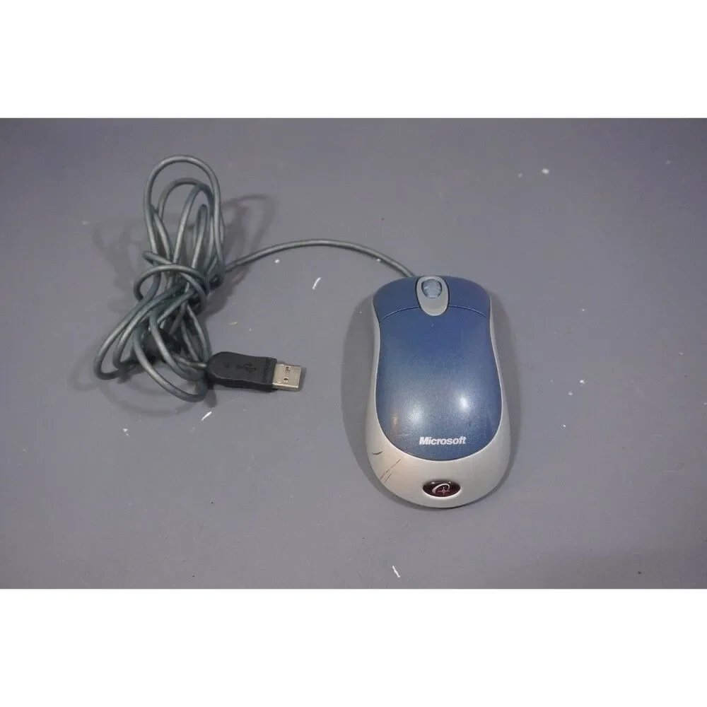 Microsoft Optical Mouse Blue USB And PS/2 Compatible Used Vintage Retro